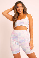 Pastel Tie Dye Ombre Crop Top Cycling Shorts Co-ord - Gillie
