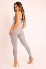 Grey Seam Corset Detail Bodycon Jumpsuit - Natalia