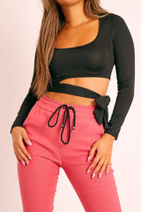 Black Slinky Ballerina Crop Top - Madie