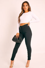 White Ribbed Corset Under Bust Crop Top - Kalena