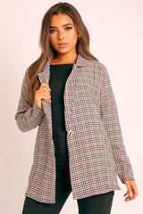 Black Red Gingham Print Blazer - Hollie