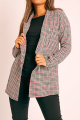 Black Red Gingham Print Blazer - Hollie