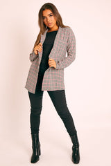 Black Red Gingham Print Blazer - Hollie
