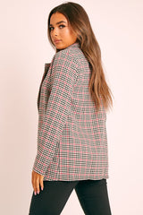 Black Red Gingham Print Blazer - Hollie