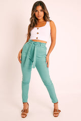 White Ribbed Button Front Crop Top - Brihana