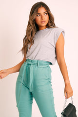 Grey Shoulder Pad Oversized T-shirt - Amzie