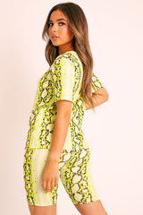 Lime Snake T-shirt Cycling Short Set - Alissandra
