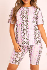 Lilac Snake T-shirt Cycling Short Set - Alissandra
