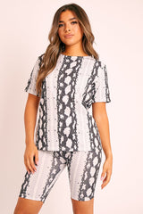 Black Snake T-shirt Cycling Short Set - Alissandra