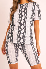 Black Snake T-shirt Cycling Short Set - Alissandra