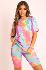 Multi Tie-Dye T-shirt Cycling Short Set - Boni