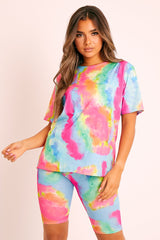 Multi Tie-Dye T-shirt Cycling Short Set - Boni