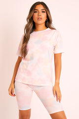 Pink Tie-Dye T-shirt Cycling Short Set - Boni