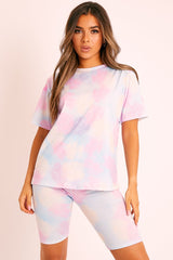 Blue Tie-Dye T-shirt Cycling Short Set - Boni