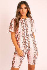Orange Snake T-shirt Cycling Short Set - Alissandra