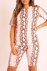 Orange Snake T-shirt Cycling Short Set - Alissandra