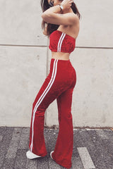 Red Velvet Boobtube and Trouser Set - Shayla
