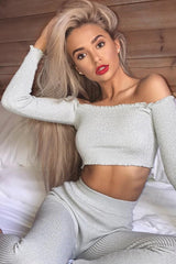 Silver Shimmery Ribbed Knit Co-ord - Luna