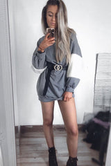Grey Jumper Dress with Fur Sleeves - Paris