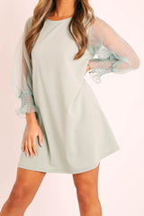 Sage Mesh Sleeve Shift Dress - Elizzie