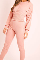 Pink Shirred Top and Leggings Loungewear Co-ord - Tynlie