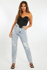 Black Taffeta Sheen Finish Corset Top - Arami