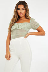 Sage Mesh Cap Sleeve Bodysuit - Aadvi