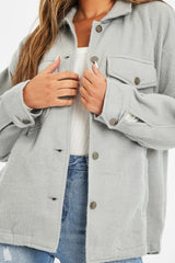 Grey Pocket Oversized Brushed Shacket - Caley