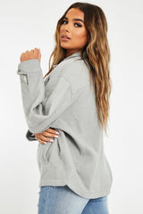 Grey Pocket Oversized Brushed Shacket - Caley