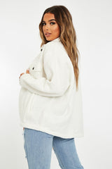 White Pocket Oversized Brushed Shacket - Caley