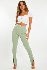 Sage Split Front Flared Trousers - Florie