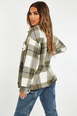 Khaki Check Pocket Front Shacket - Misa