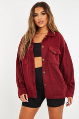 Wine Pocket Oversized Brushed Shacket - Caley