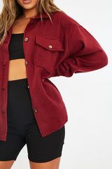 Wine Pocket Oversized Brushed Shacket - Caley