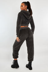 Grey Oversized Teddy Joggers - Havana