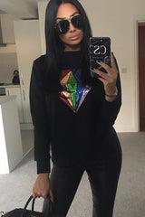 Black Loved Sequin Diamond Jumper Dress - Mary