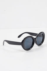 Black Rounded Oval Oversized Sunglasses - Chyna