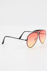 Orange Tinted Bar Aviator Sunglasses - Attie