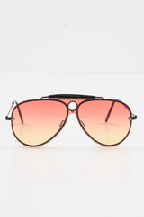 Orange Tinted Bar Aviator Sunglasses - Attie