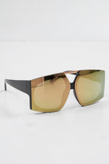 Black Gold Oversized Square Frame Sunglasses - Valeri