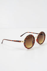Brown Leopard Gold Detail Round Frame Sunglasses - Ryen