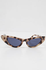 Beige Leopard Slim Cat Eye Sunglasses - Maribel