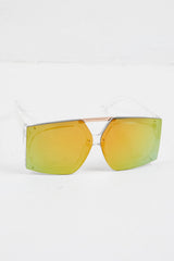 Gold Clear Oversized Square Frame Sunglasses - Valeri