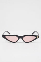 Black Pink Slim Pointed Cat Eye Sunglasses - Fluer
