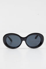 Black Rounded Oval Oversized Sunglasses - Chyna
