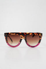 Brown Purple Leopard Square Oversized Sunglasses -Kajsa