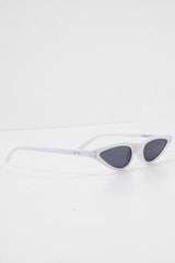 White Slim Pointed Cat Eye Sunglasses - Fluer