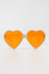 Cream Orange Tinted Lens Heart Shape Sunglasses - Elleah