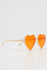 Cream Orange Tinted Lens Heart Shape Sunglasses - Elleah
