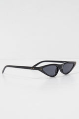 Black Slim Pointed Cat Eye Sunglasses - Fluer